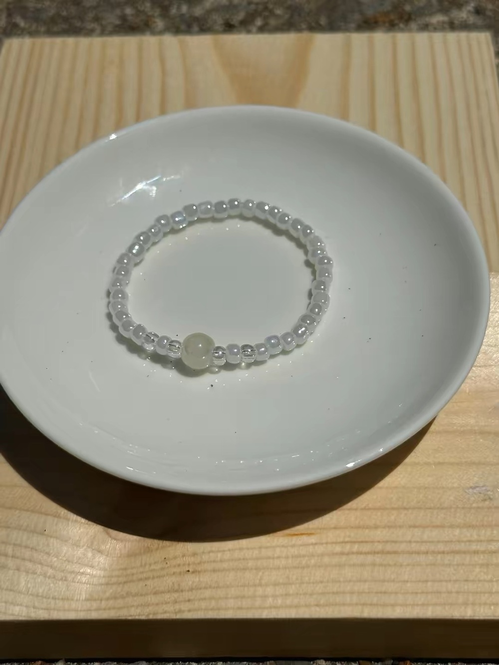 White Beaded Stretch Bracelet